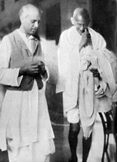 Gandhi with Jawaharlal, 1929